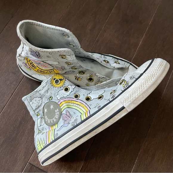 Converse All Star Girls Camp Size 2  Sneakers Without Laces - Picture 1 of 10